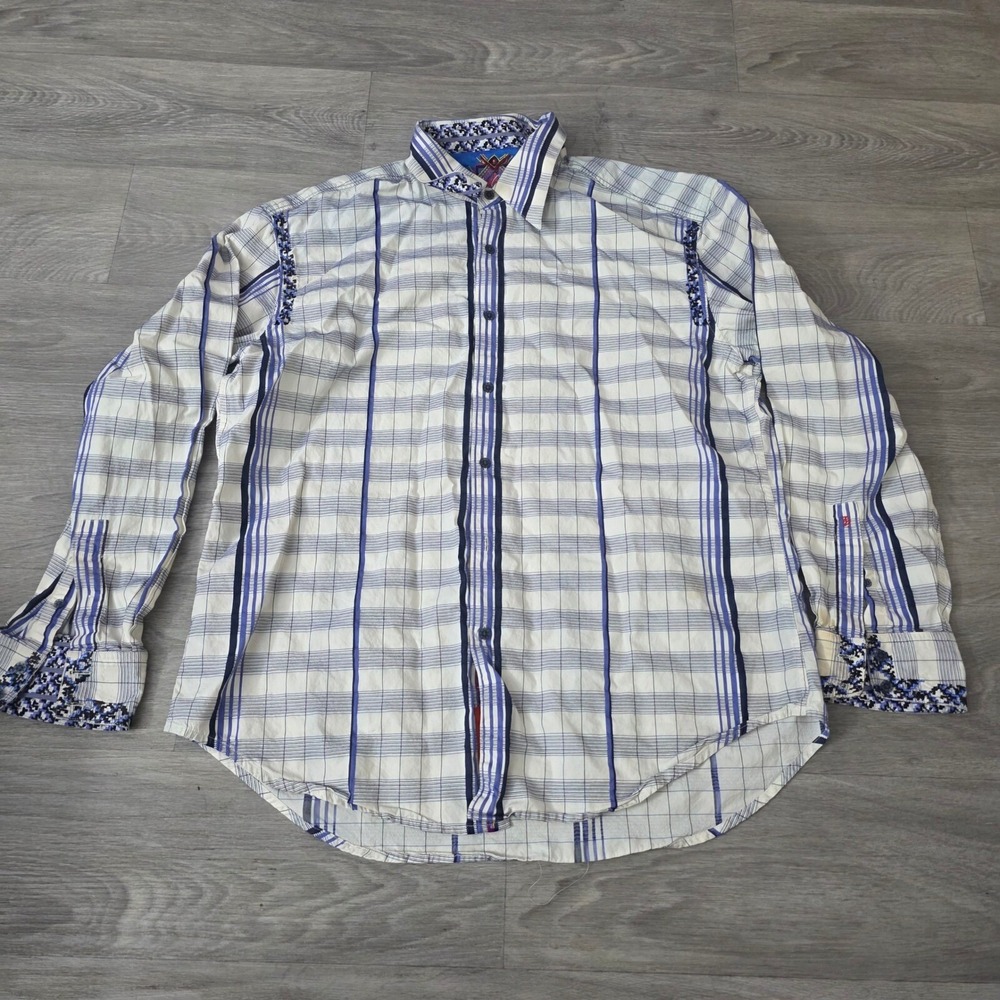 Robert Graham Plaid Button Down Shirt Embroidered Details‎ 2XL